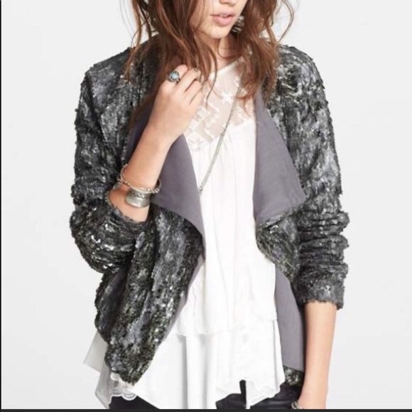 Free People Jackets & Blazers - Free People Drippy Sequin Jacket Size Small